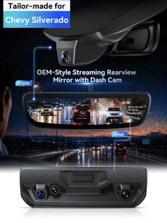 ovaman OEM‑Style Streaming Rearview Mirror with Dash Cam for Chevy Silverado (HD2-4925, 8 Vents)-1