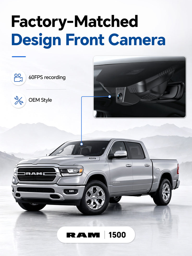 ovaman OEM‑Style Streaming Rearview Mirror with Dash Cam for RAM 1500 – 60fps Dual Recording-3
