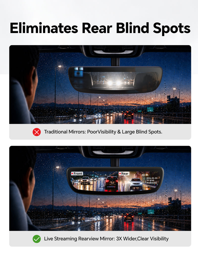 ovaman OEM‑Style Streaming Rearview Mirror with Dash Cam for RAM 1500 – 60fps Dual Recording-2