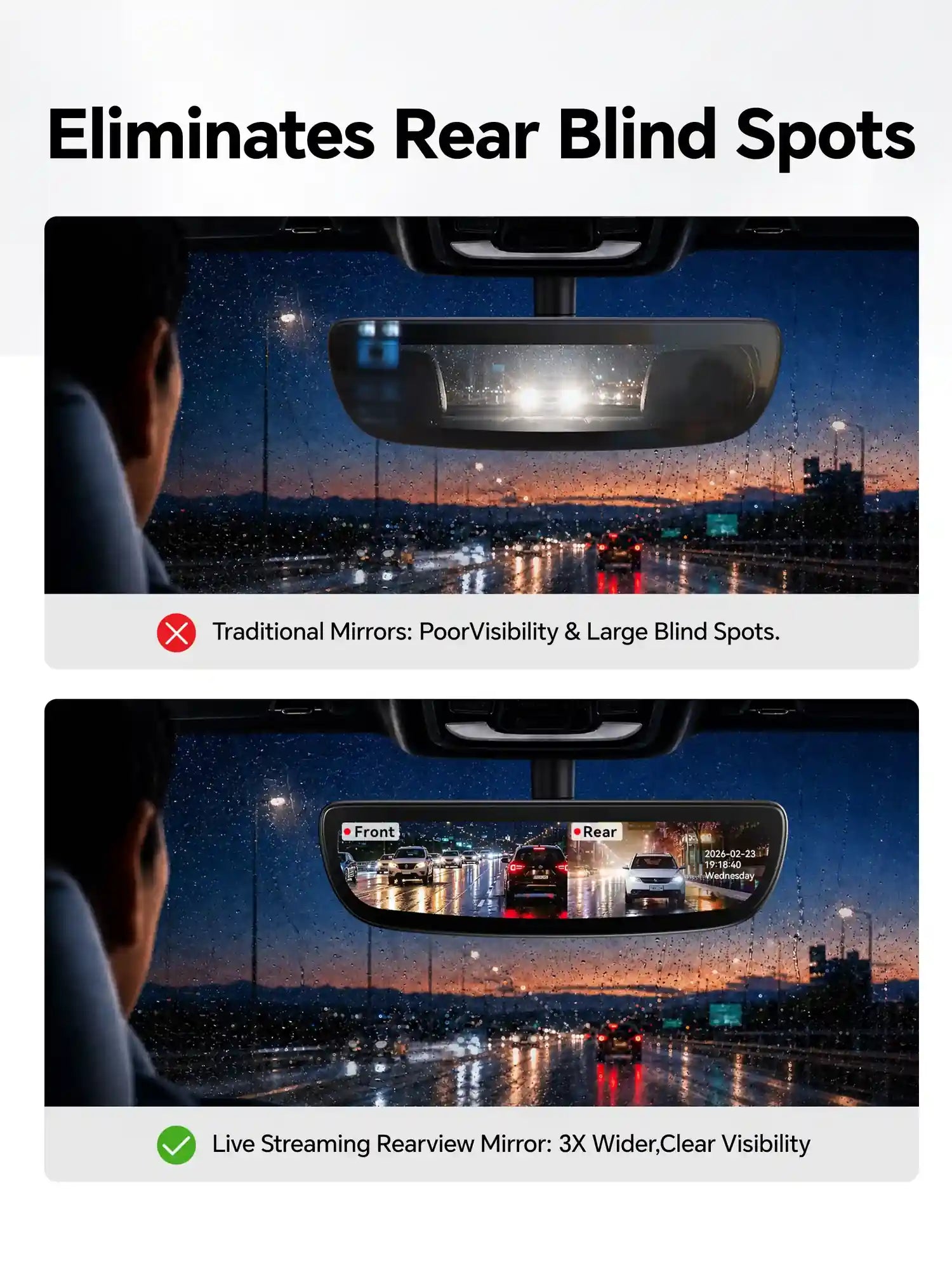 ovaman OEM‑Style Streaming Rearview Mirror with Dash Cam for Chevy Silverado
