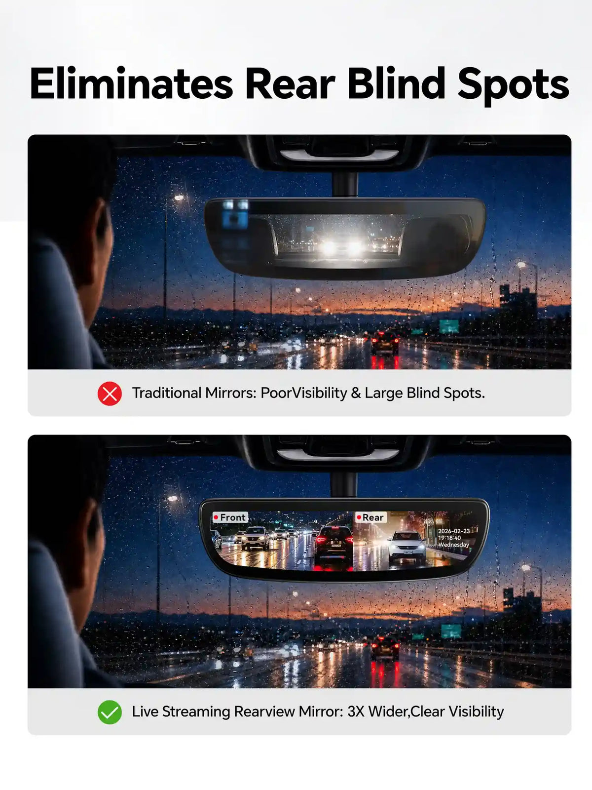 ovaman OEM‑Style Streaming Rearview Mirror with Dash Cam for Ford F‑150-2